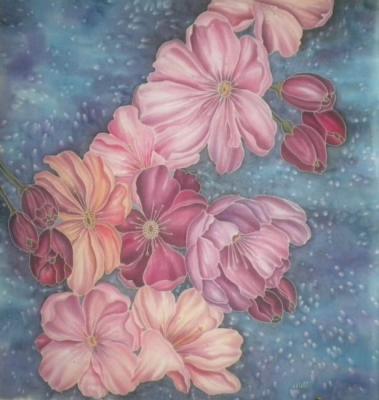 Neck batik-scarf "Time of flowering". Moskvina Tatiana