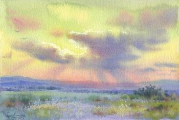 Sunset in the steppes of Dagestan