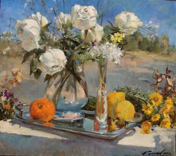 Still life with white roses. Cyprus (White Still Life). Galimov Azat