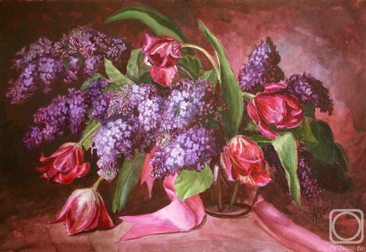 Zhadenova Natalya. Tulips and lilacs