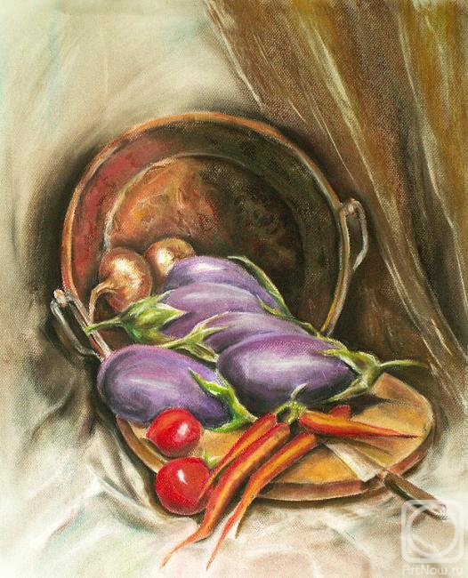 Goldstein Tatyana. Still life with eggplants