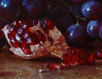 Pear, grapes and pomegranate (fragment)