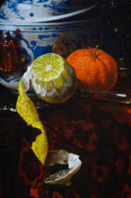 Willem Kalf. Still-Life with Chinese Porcelain Bowl (fragment)