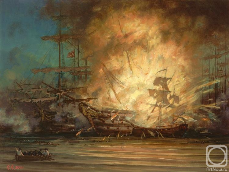Efoshkin Sergey. The culmination of the Battle of Chesme. XVIII century