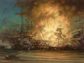 The culmination of the Battle of Chesme. XVIII century. Efoshkin Sergey