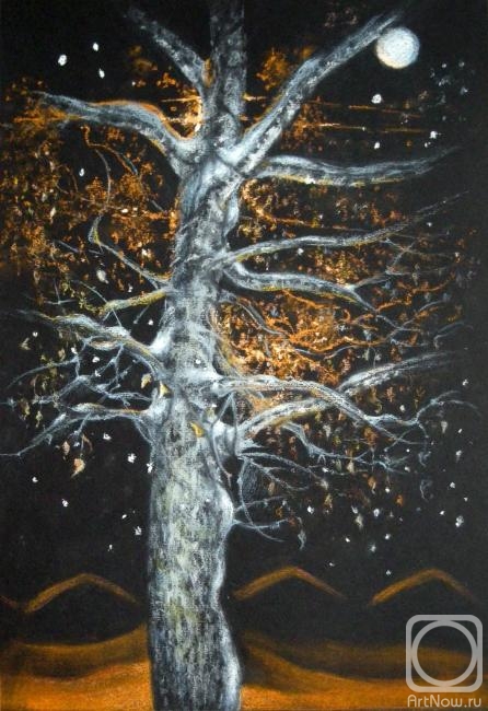 Konyuhova Natalia. Night, tree, lantern