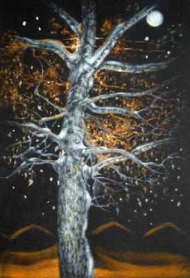 Night, tree, lantern. Konyuhova Natalia