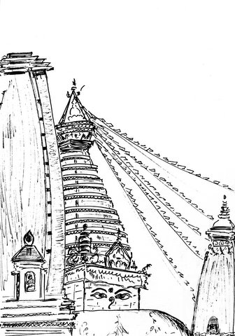 Bychenko Tatiana. Kathmandu, Swaimambhu Stupa