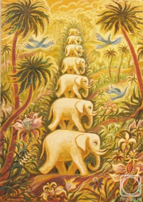 Eremenko-Ugolnikova Elena. Seven white elephants happy