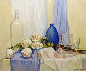 Still life with white roses. Maslova Julea