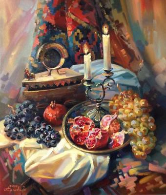 Candles, fruit, and old iron