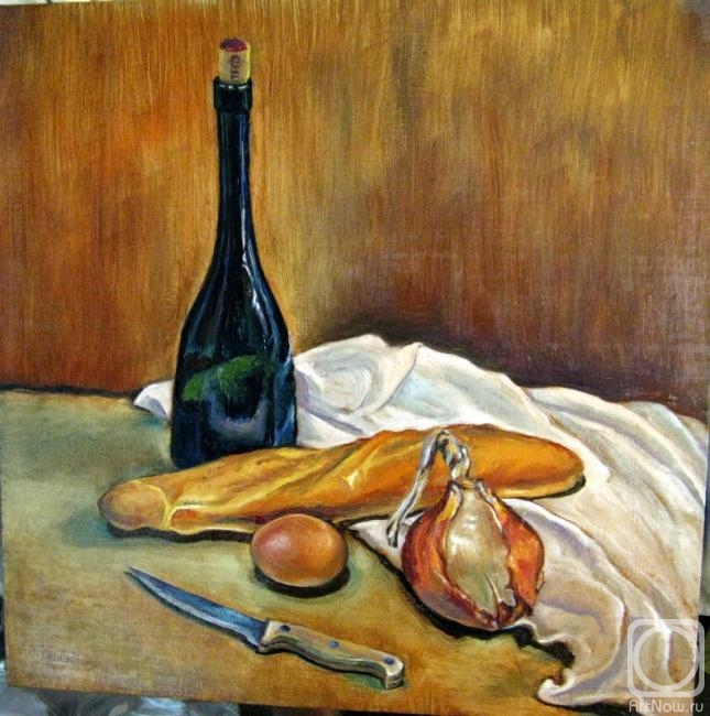 Ixygon Sergei. Still life with bread and bottle