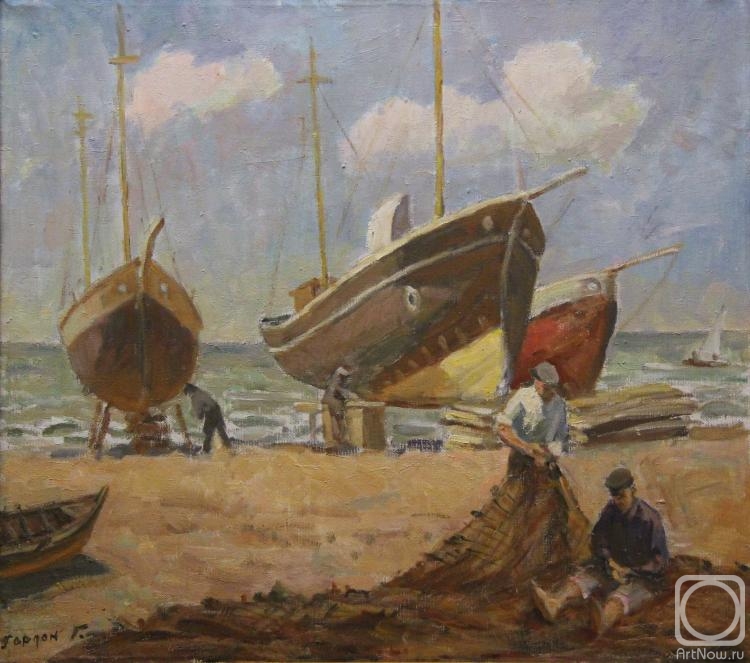 Gordon Gregory. Repair of fishing longboats