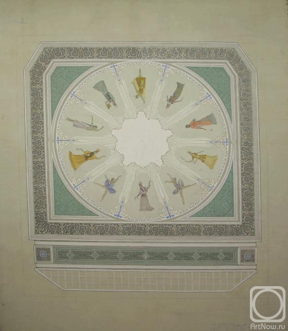 Tutevol Klavdia. Sketch of the ceiling lampshade of the Abai Opera and Ballet Theater in Alma-Ata