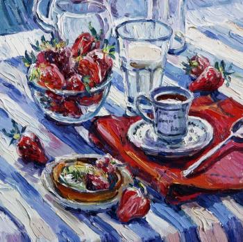 Strawberries and chocolate breakfast. Filippova Ksenia