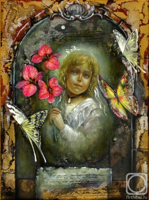 Krasavin-Belopolskiy Yury. Girl with butterflies and orchids