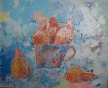 Pears in a mug. December still life. Sivko Lyubov