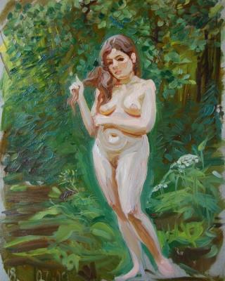 Bathing Girl, summer, forest