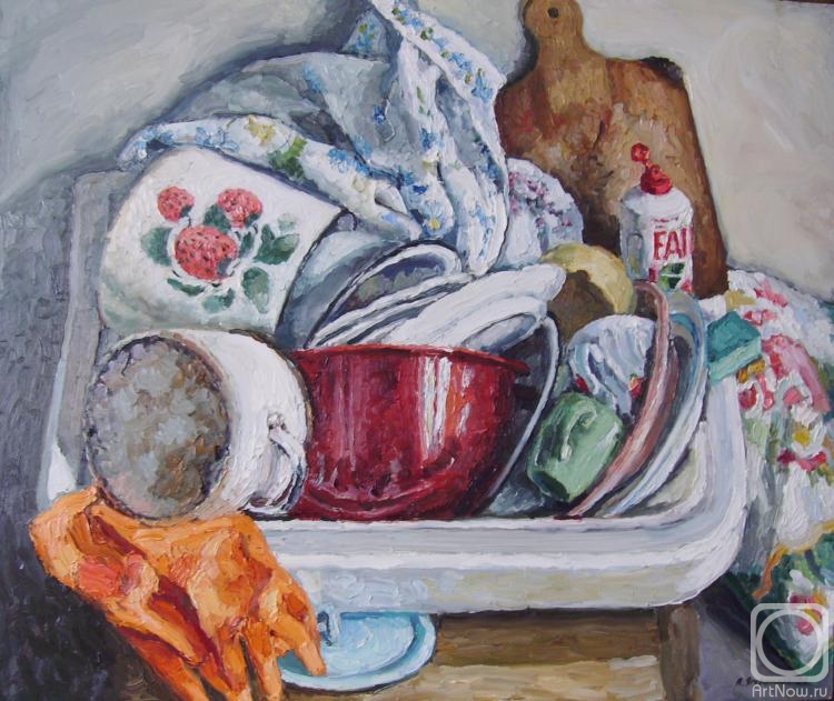 Yaguzhinskaya Anna. Still life with dirty dishes