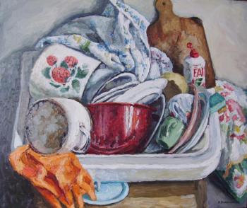 Still life with dirty dishes. Yaguzhinskaya Anna