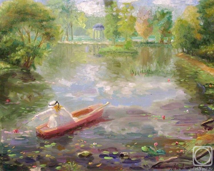 Zundalev Viktor. Girl in a boat on the lake
