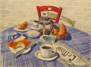 581 (Study with coffee and croissants) (Table Cloth). Lukaneva Larissa