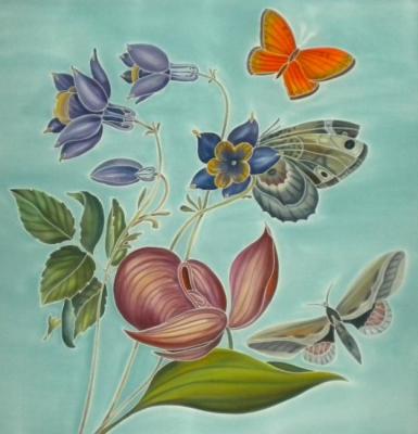 Bouquet of wildflowers with butterflies. Moskvina Tatiana