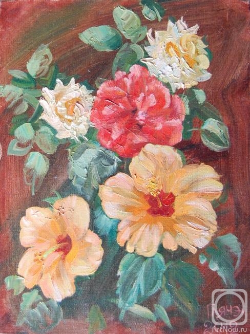 Dobrovolskaya Gayane. Hibiscus and roses