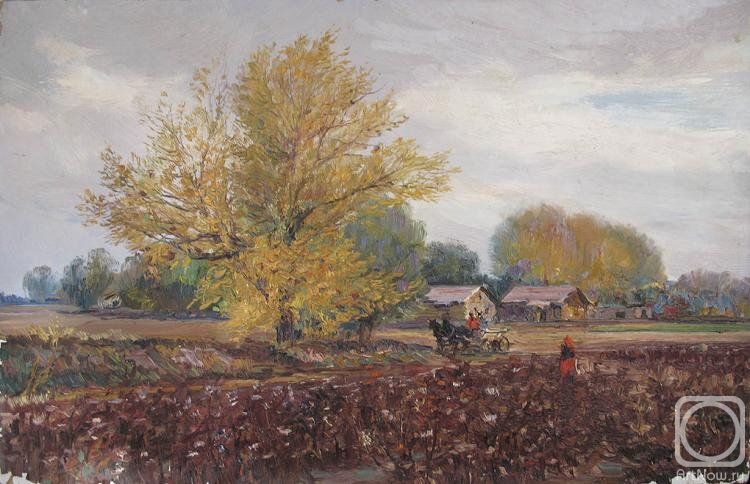Petrov Vladimir. Autumn study with a cotton field