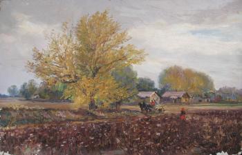 Autumn study with a cotton field. Petrov Vladimir