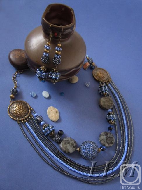 Lavrova Elena. Blue Atlantic necklaces and earrings (Abyssal series)
