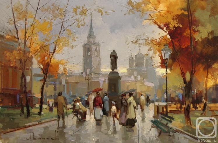 Shalaev Alexey. Tverskoy Boulevard, Holy Monastery (Pushkin Square). From a series of "Old Moscow"