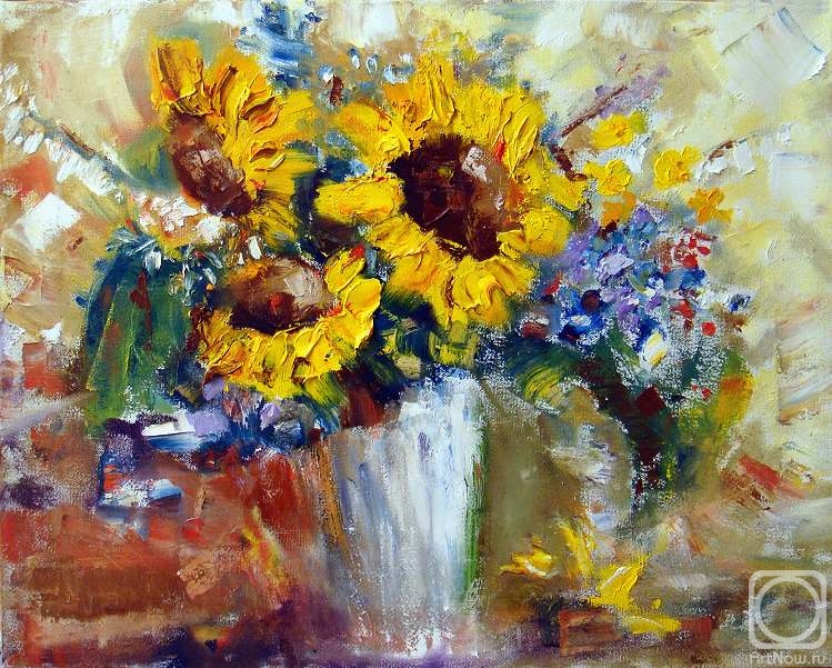 Zhadko Grigory. Sunflowers in a white vase