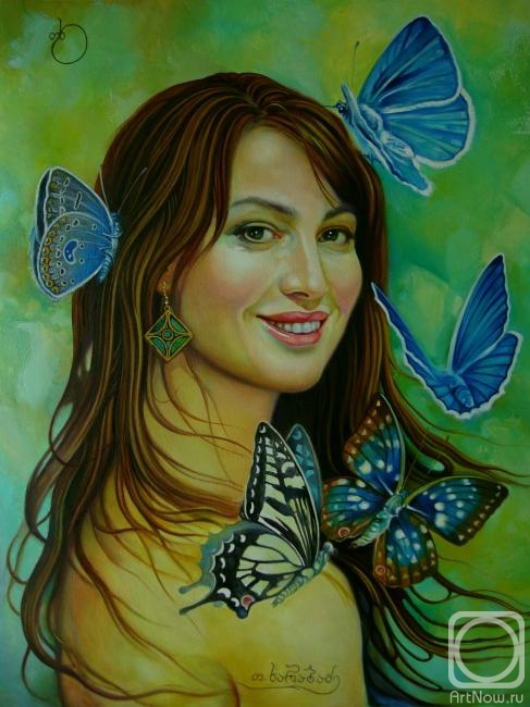 Kharabadze Teimuraz. woman and butterflies