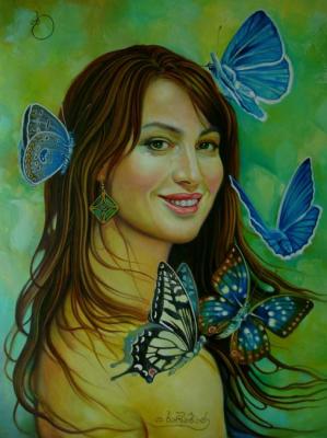 woman and butterflies