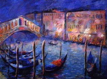Venice. The Rialto Bridge in night. Nesvetailo Ivan