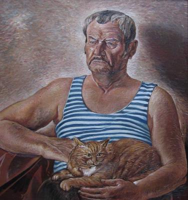 Portrait with a cat. Rakutov Sergey