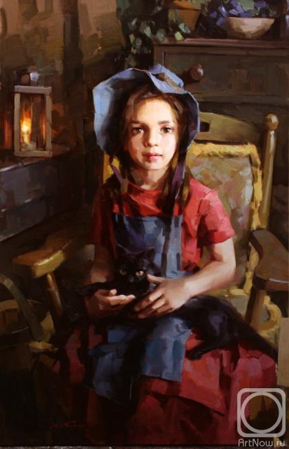 Pryadko Yuriy. Girl and Kitten (Weistling's copy)