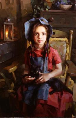 Girl and Kitten (Weistling's copy)