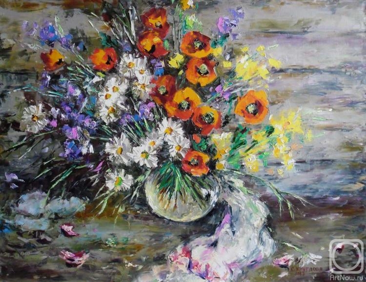 Kruglova Svetlana. Poppy, chamomile flower