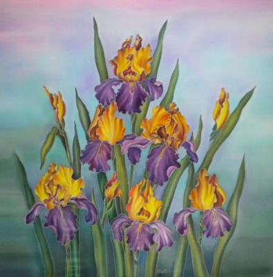 Handkerchief-batik "Irises at dawn"