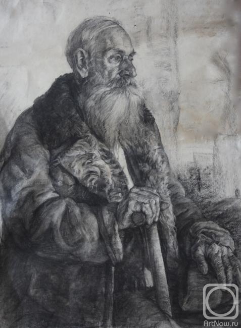 Vyrvich Valentin. Old man in a fur coat