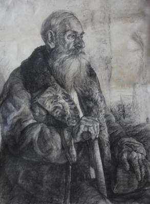 Old man in a fur coat