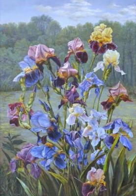 Panov Eduard Parfirevich. Irises by the pond