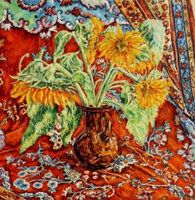 Sunflowers in a jug. Chernay Lilia