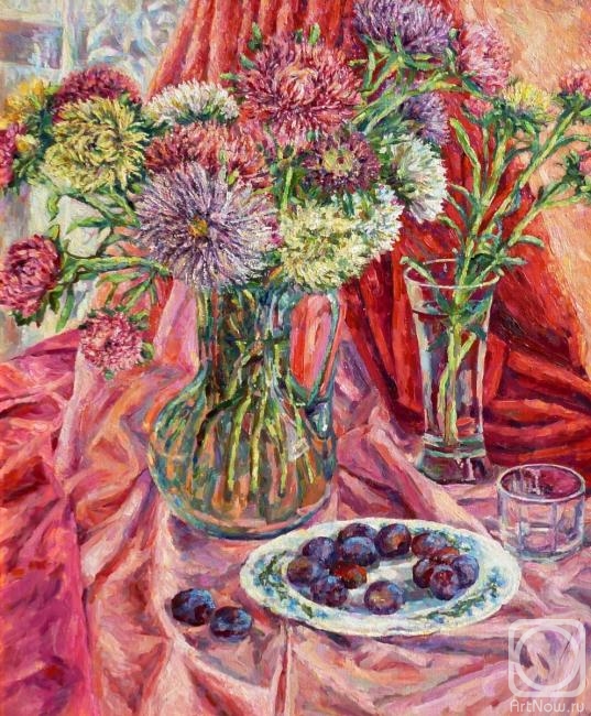 Chernay Lilia. Asters and plums