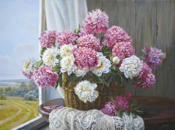 Panov Eduard Parfirevich. Peonies with lace