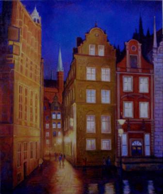 Painting Gdansk in the evening. Shumakova Elena