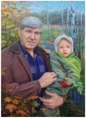 Portrait with grandson. Polyakov Oleg