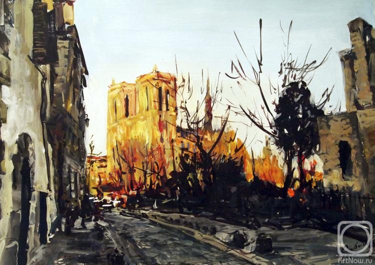 Stroev Mikhail. Notre Dame. Sunset